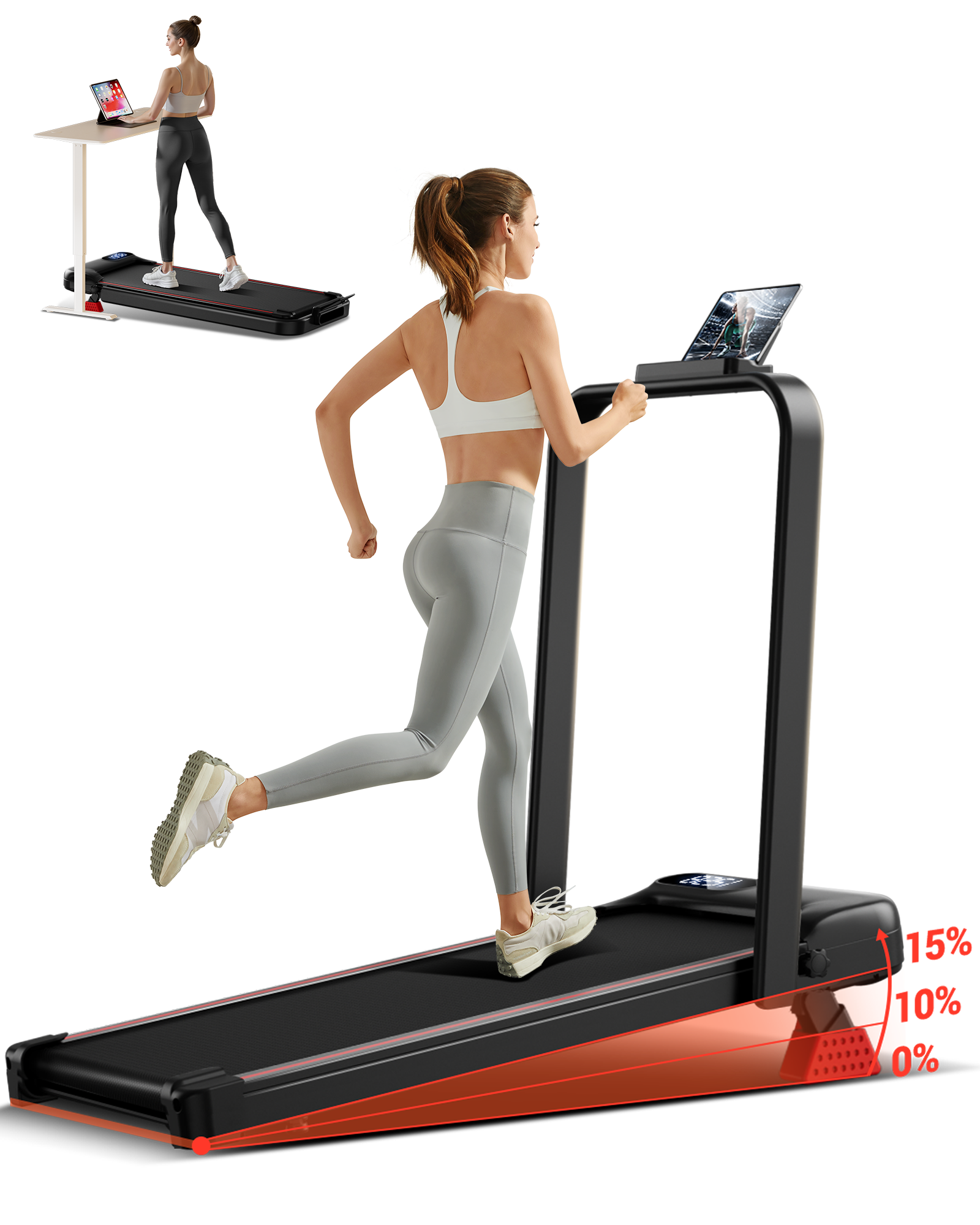 Umay U18F Folding 3-in-1 Walking Pad with 10%/15% Incline 1-10 km/h